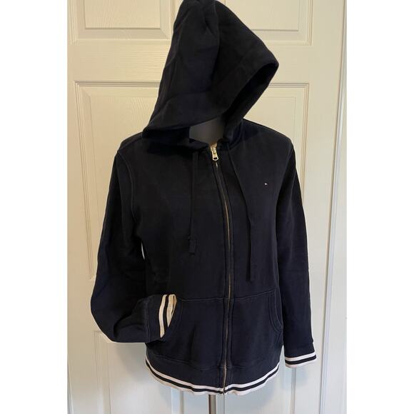 Tommy Hilfiger Navy | Navy Blue| Womens‎ Large | Zip Up Hoodie | 90s Style - Picture 1 of 9